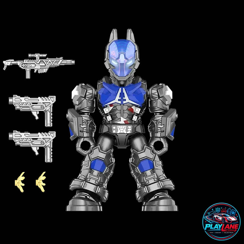 Blokees DC Comics Defender Version 03 (Arkham: Chaos Prologue) Arkham Knight [SECRET CHASE EDITION] Articulated Mini Model Kit Action Figure with Special Finish, Dual Handguns, Sniper Rifle & Collector Base