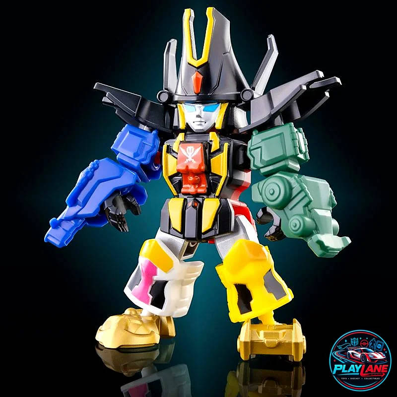Blokees Heroes Station: Defender Version Vol. 01 (Era 2009–2011) GokaiOh (Kaizoku Gattai Giant Mecha) Articulated Mini Model Kit Action Figure with Dual Gokai Ken Cutlasses & Modular Display Base