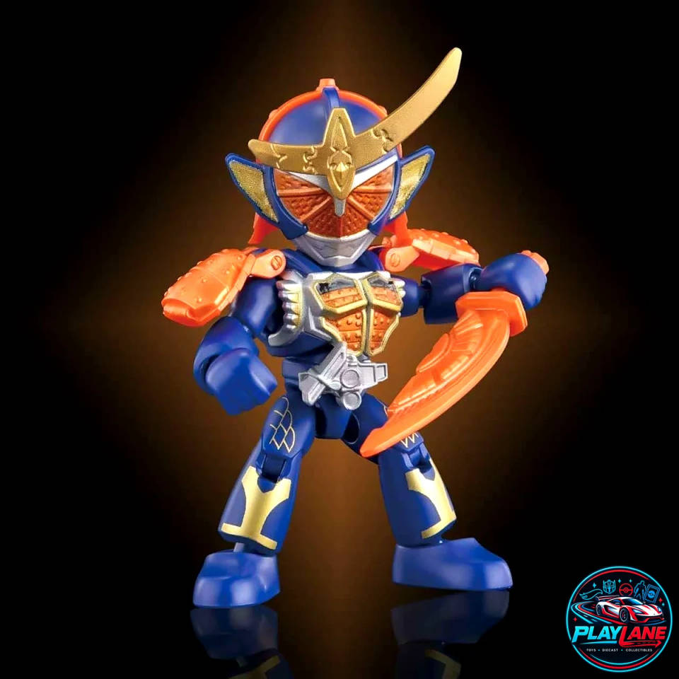 Blokees Heroes Station: Defender Version Vol. 02 (Era 2012–2014) Kamen Rider Gaim (Orange Arms) Articulated Mini Model Kit Action Figure with Daidaimaru, Musou Saber & Modular Display Stand