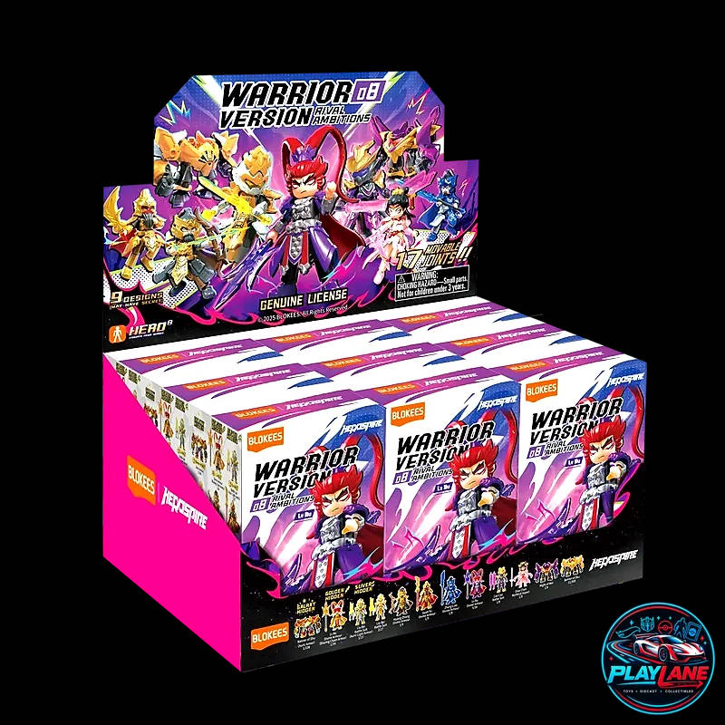 Blokees Herospire: Warrior Version 08 (WV-08) Rival Ambitions - Three Kingdoms Warlords & Sovereigns Articulated Snap-Fit Model Kit Blind Box (Single Pack / Display of 9) - Set of 12 (No Duplicates)