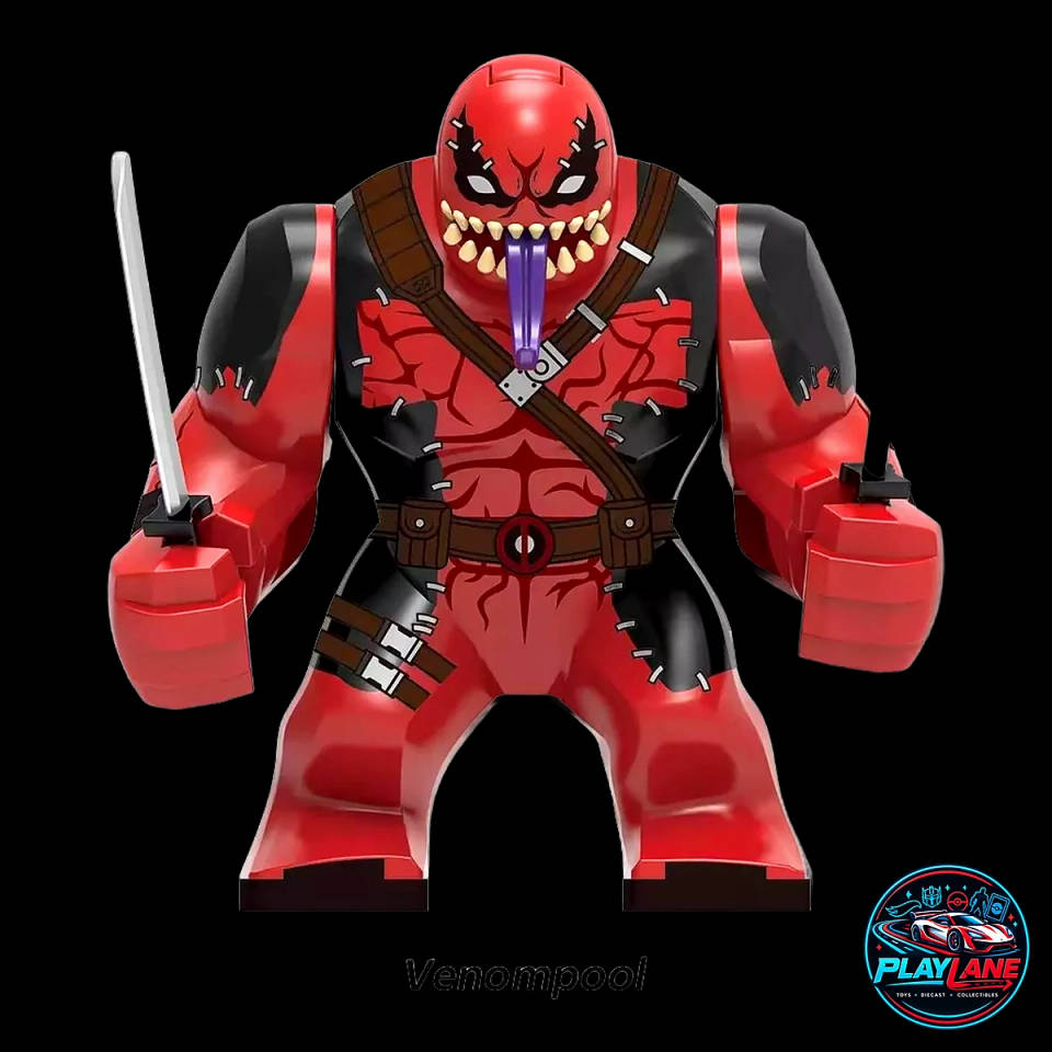 Marvel Venompool (GH0570) Custom Oversized BigFig Brick Minifigure (LEGO-Compatible with Dual Katanas & Back Scabbard)