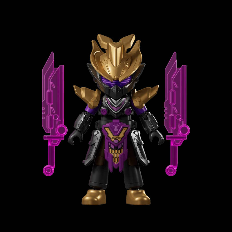 Blokees Herospire: Warrior Version 08 (WV-08 Rival Ambitions) Cao Cao (Battle Suit Ver.) Dynastic Mecha Articulated Snap-Fit Model Kit Action Figure with Seven Star Sword & Display Base