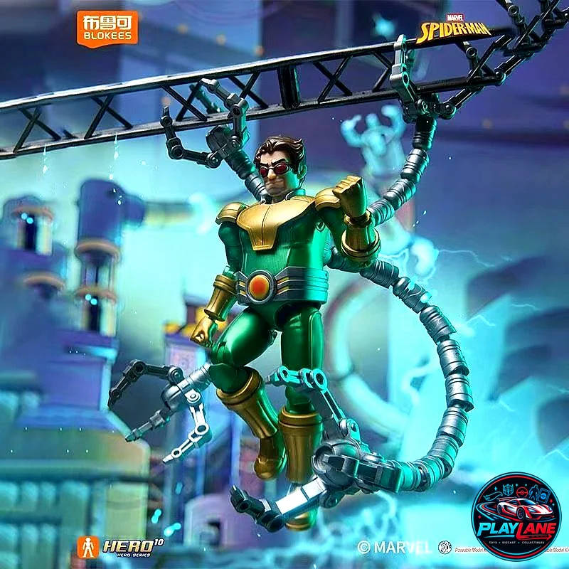 Blokees Marvel Spider-Man: Galaxy Version 05 (GV-05) Doctor Octopus (Doc Ock) Articulated Snap-Fit Model Kit Action Figure with Four Posable Mechanical Tentacles & Modular Display Stand