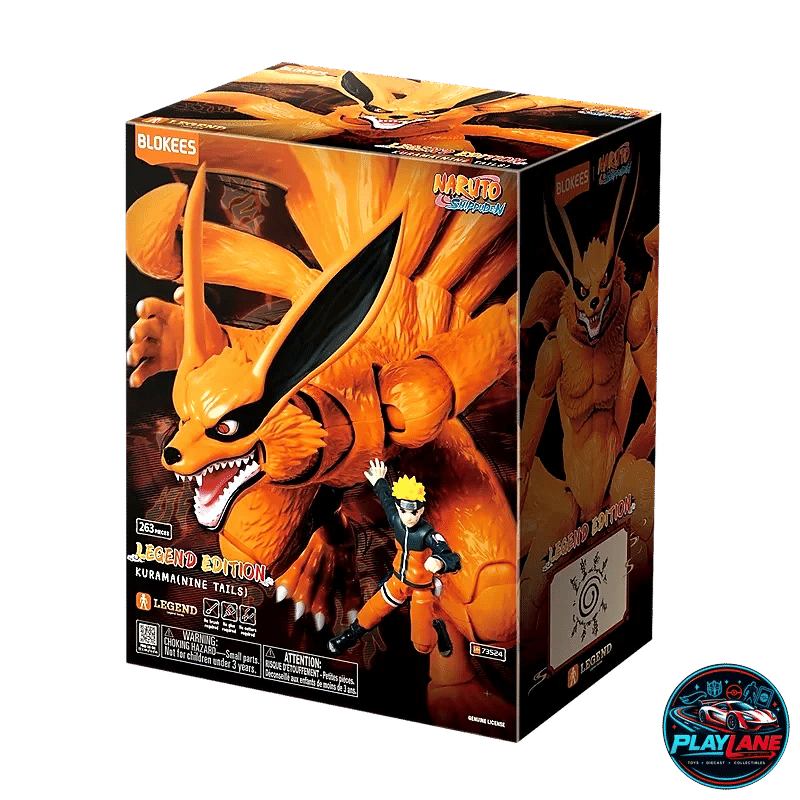 Blokees Naruto Shippuden: Legend Edition 01 (LE01 / AE01) - Kurama Nine Tails Articulated Snap-Fit Model Kit with Magnetic Light-Up Eyes, Naruto Figure, & Tailed Beast Ball