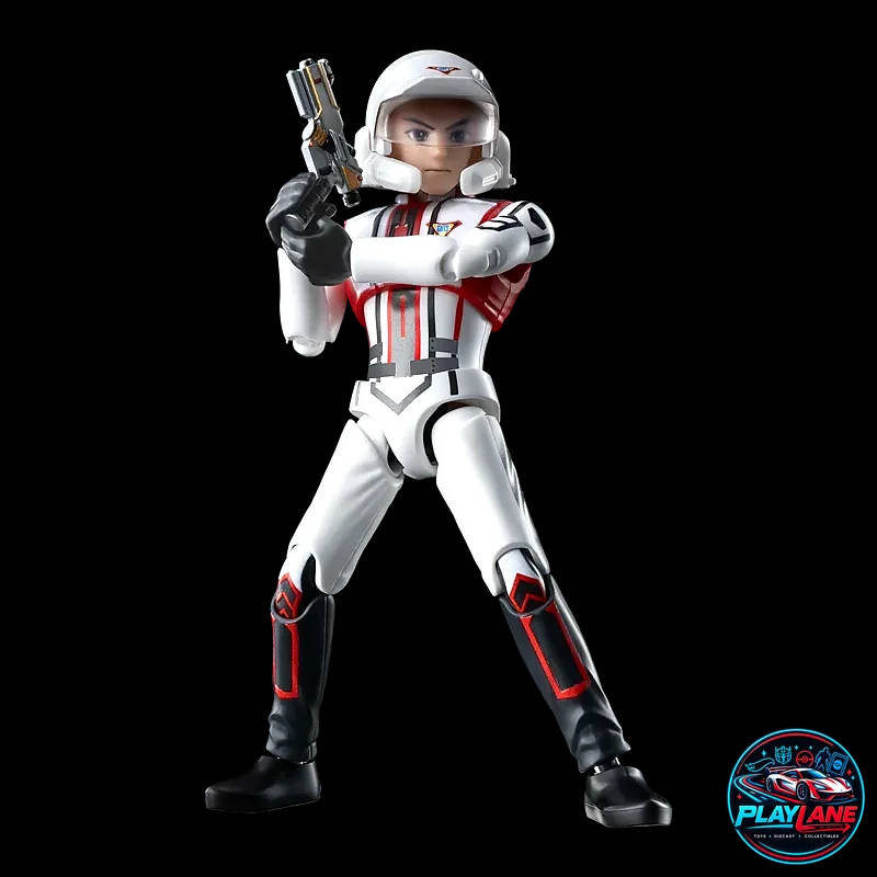 Blokees Ultraman: Galaxy Version S 02 (GV-S02 Unleash the Spark of Unity) GUTS Member Guaranteed Articulated Snap-Fit Model Kit Action Figure with Defense Team Uniform, Sidearm Blaster & Modular Display Stand