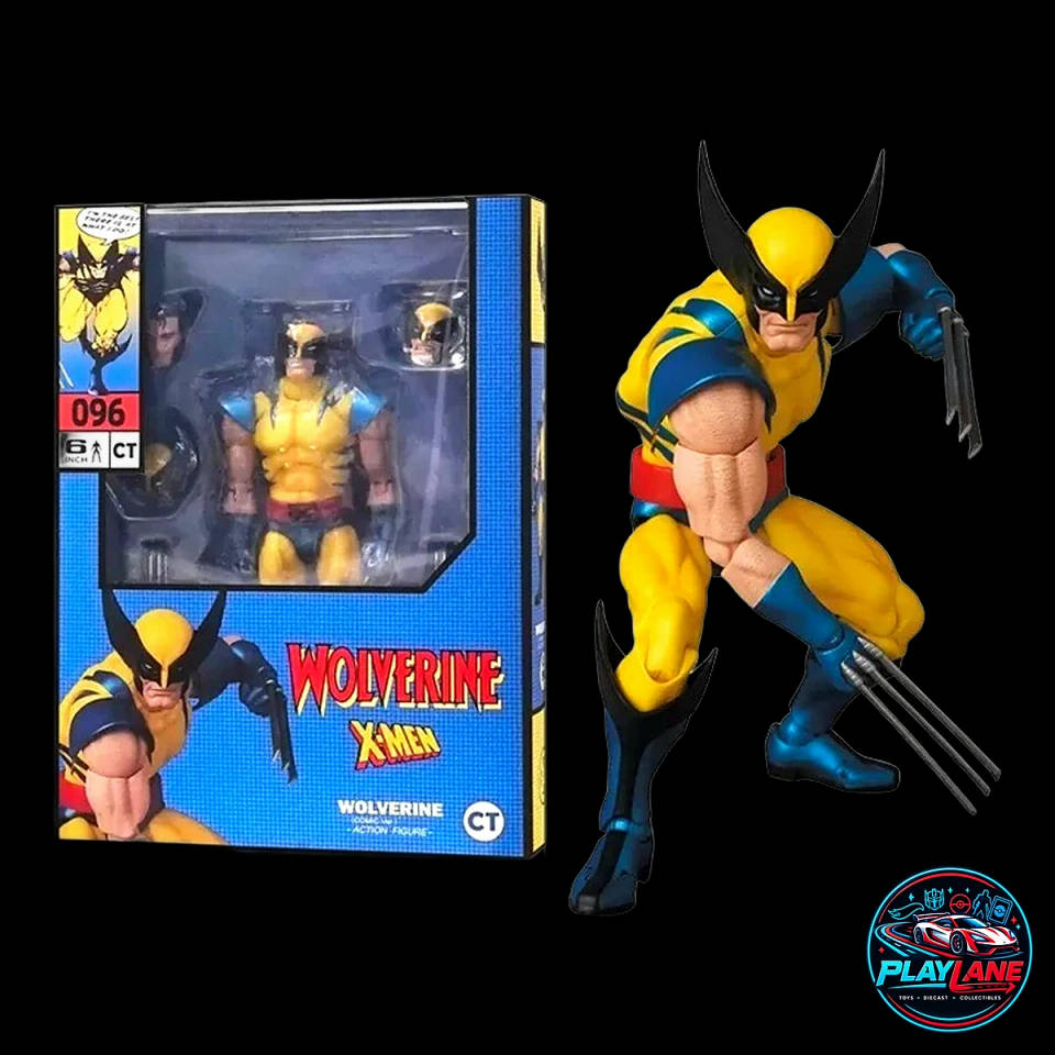 CT Toys Marvel Comics: X-Men Wolverine (MAFEX No. 096 Comic Tiger Stripe Ver.) 1/12 Scale Highly Articulated Action Figure with Adamantium Claws, Alternate Head Portraits & Display Stand