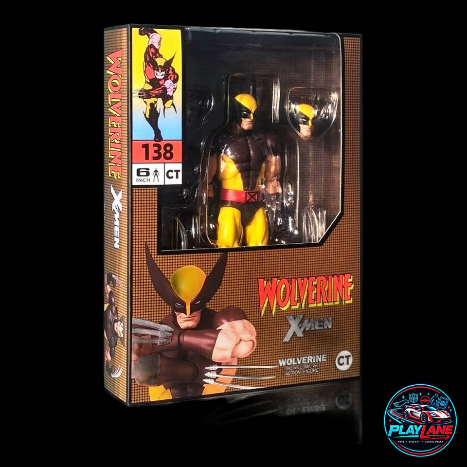 CT Toys Marvel Comics: X-Men Wolverine (MAFEX No. 138 Comic Brown Suit Ver. / MAF138) 1/12 Scale Highly Articulated Action Figure with Adamantium Claws, Alternate Head Portraits & Display Stand