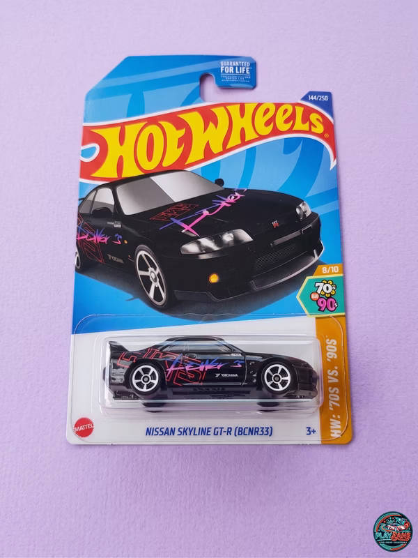 Hot Wheels 2025 Nissan Skyline GT-R BCNR33 Black HKS #144/250 | 1:64 JDM Diecast | Imported