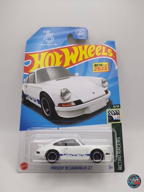 Hot Wheels Porsche 911 Carrera RS 2.7 White (8/10) – 2023 Retro Racers Mainline Model Car | Imported