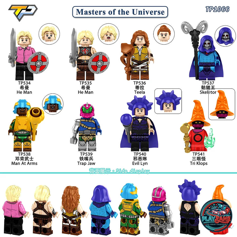 Masters of the Universe TP1066 Custom Brick Minifigures Complete 8-Piece Set (LEGO-Compatible He-Man, Skeletor, Teela, Trap Jaw & More)