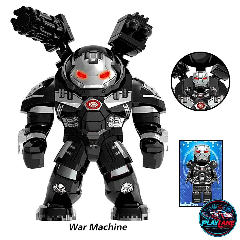Marvel Avengers: War Machine (Heavy Armor Buster Ver. X1159) Custom BigFig - 100% LEGO-Compatible Large Scale Building Block Action Figure with Shoulder Gatling Cannon & Missile Launchers