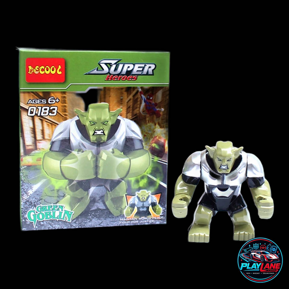 Marvel Green Goblin (Norman Osborn) Decool 0183 Custom Brick Minifigure (LEGO-Compatible with Goblin Glider & Pumpkin Bomb)