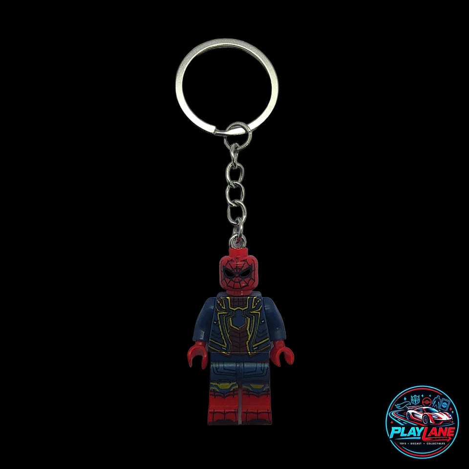 Marvel Spider-Man Integrated Suit (Narrow Eye Variant) Custom Brick Minifigure Keychain (LEGO-Compatible Heavy-Duty Metal Keyring)