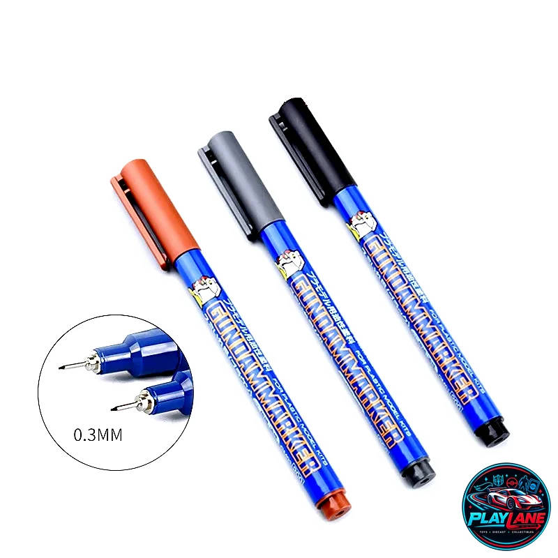 Mr. Hobby GSI Creos Gundam Marker Ultra-Fine Panel Lining Pen Trio Set (GM01 Black, GM02 Gray, GM03 Brown) for Gunpla & Plastic Scale Models