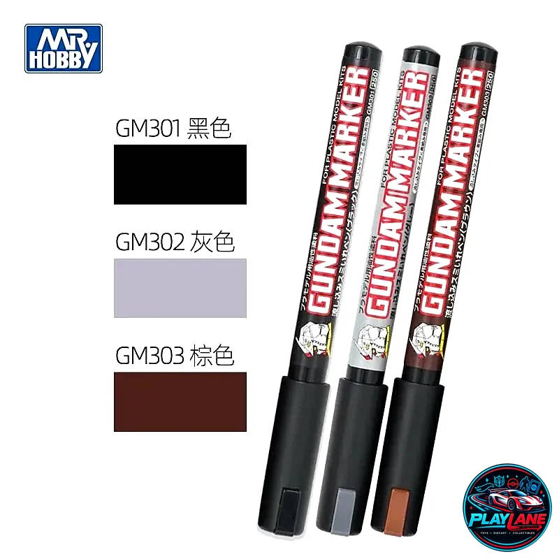 Mr. Hobby GSI Creos Gundam Marker Pour Type Panel Lining Pen Trio Set (GM301 Black, GM302 Gray, GM303 Brown) for Gunpla & Scale Model Kits