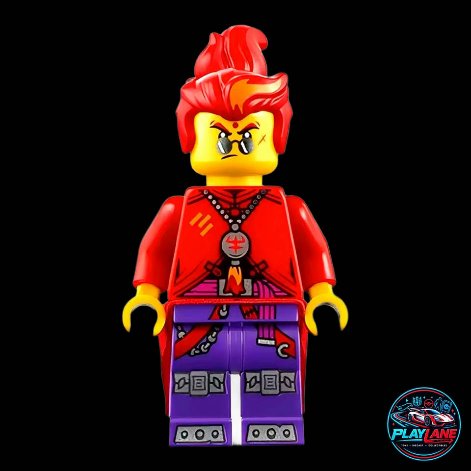 Official LEGO Monkie Kid: Red Son (mk012) Minifigure in Red Robe with Flame Hair, Monocle, & Power Gauntlet