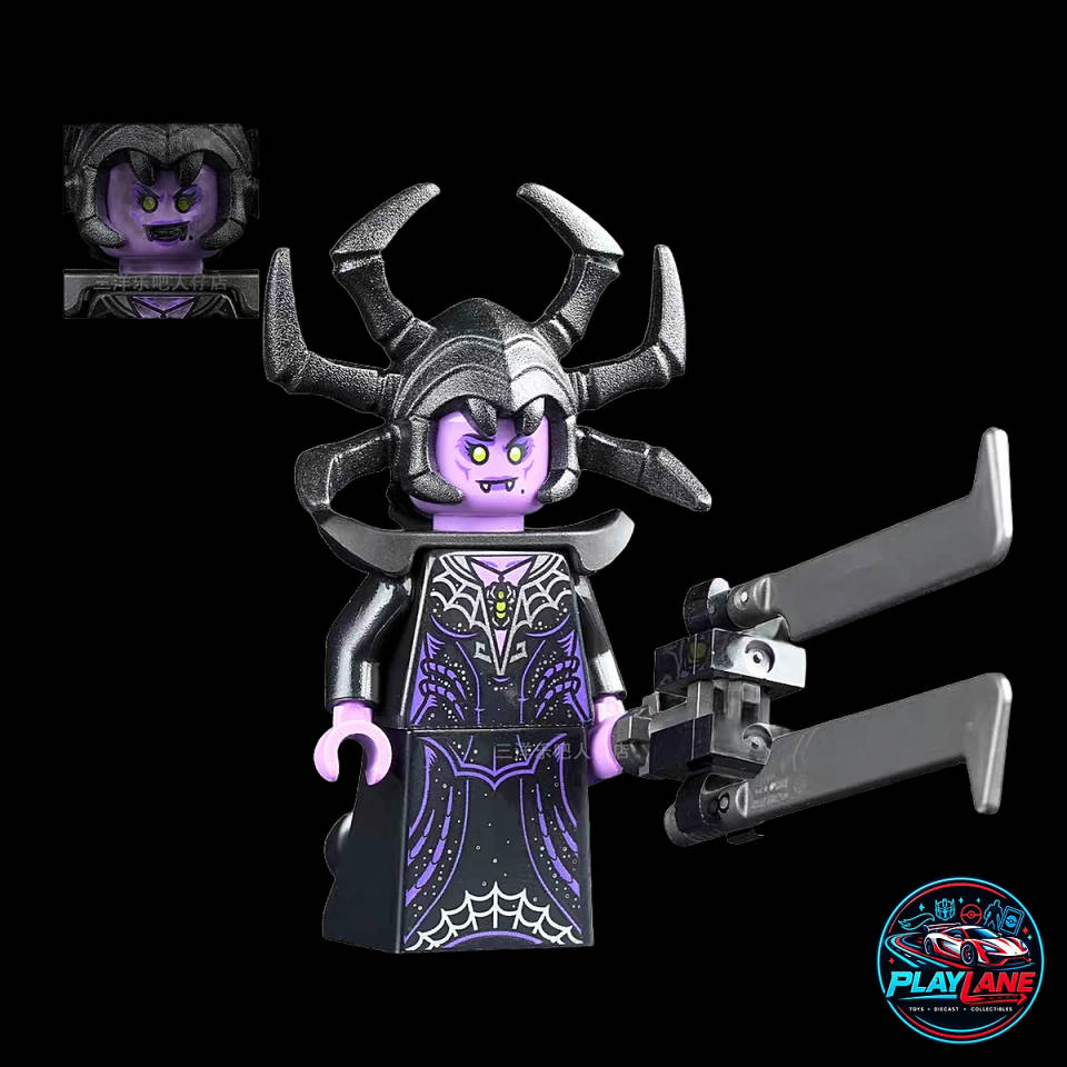 Official LEGO Monkie Kid: Spider Queen (mk022) Minifigure with Molded 8-Legged Spider Crown, Dress Slope, & Mechanical Claw Pincer