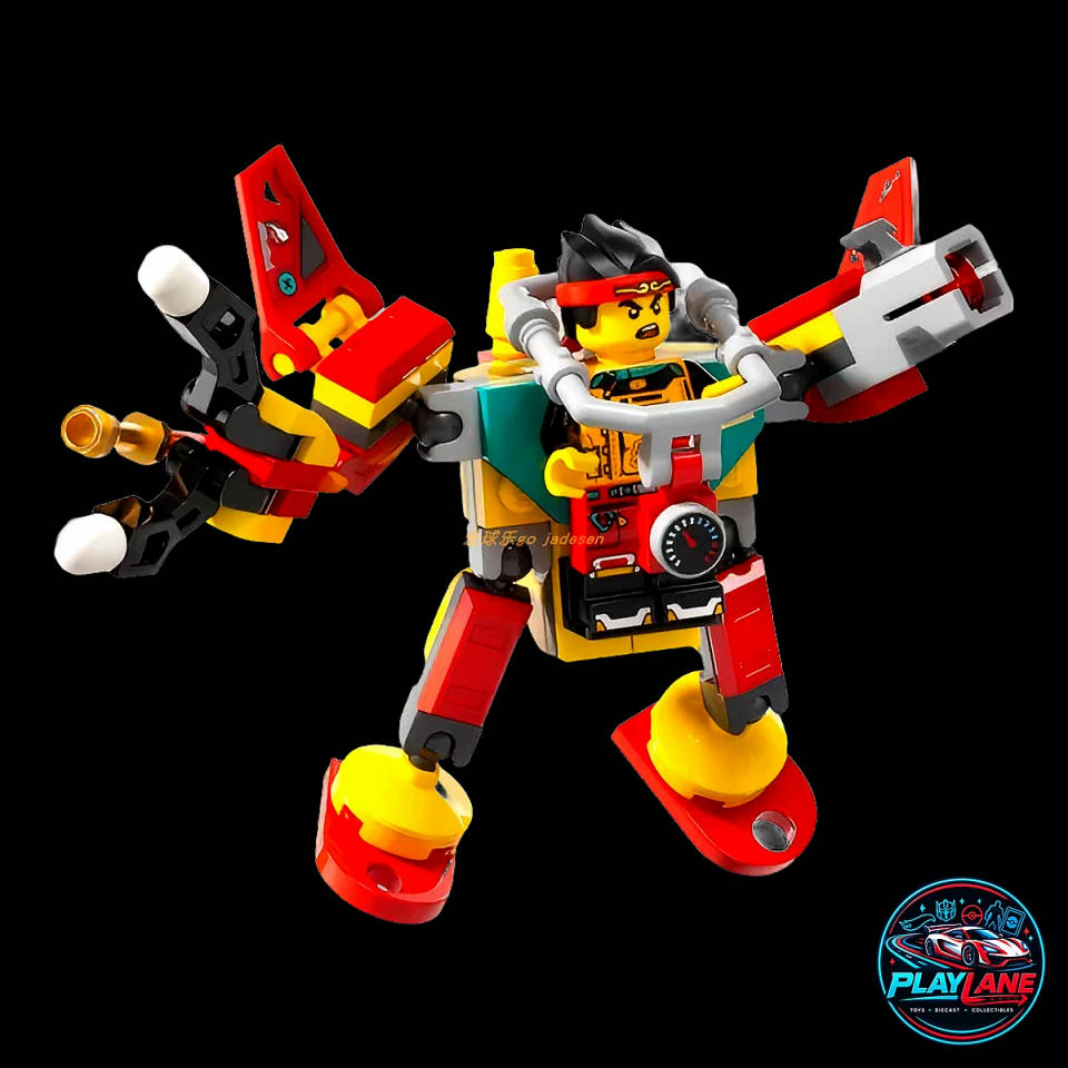Official LEGO Monkie Kid: MK's Tactical Mini Mech (from Set 80056) with Rear Rocket Pack, Stud Shooter Arm, & Golden Staff Clip (Includes Monkie Kid Minifigure)