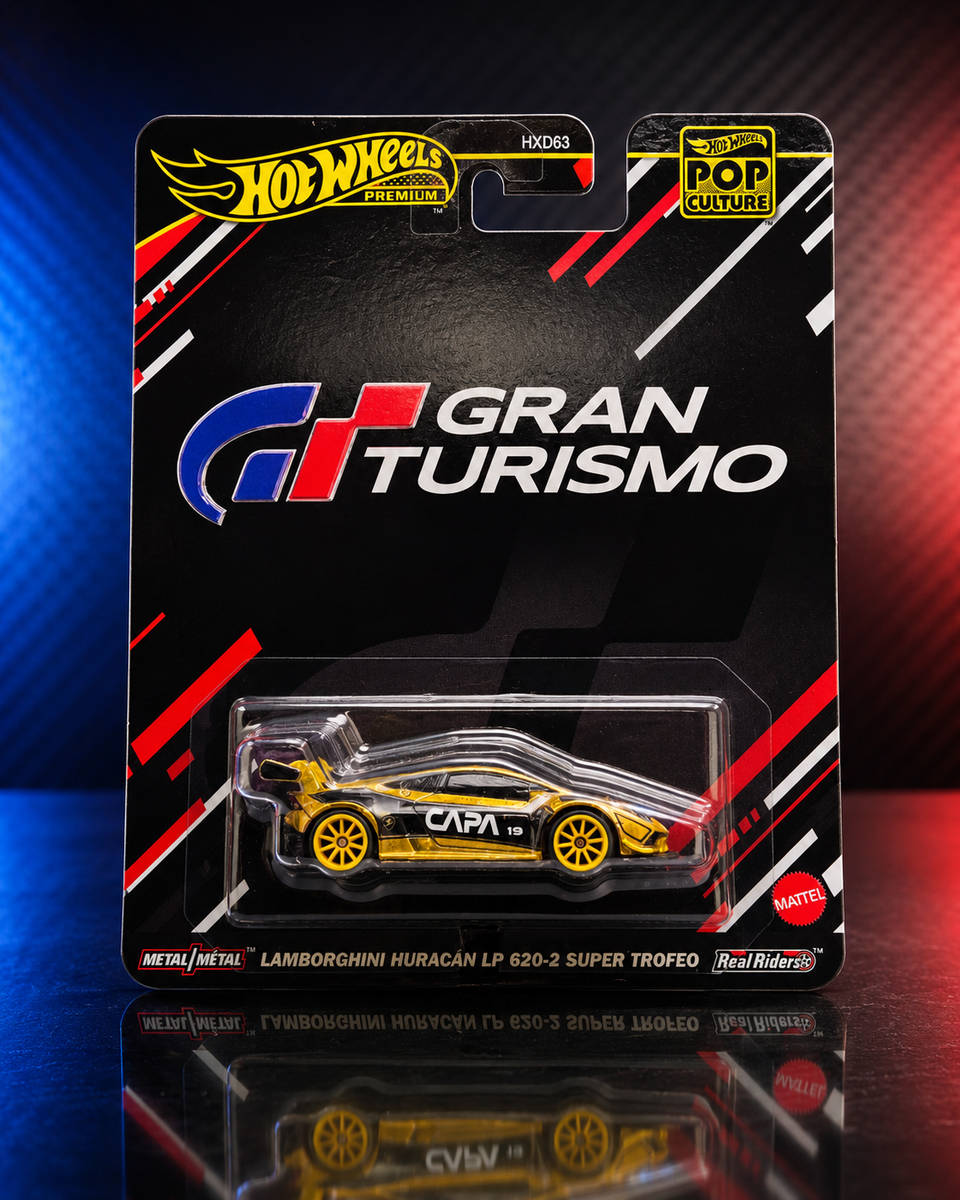Hot Wheels Premium Pop Culture Gran Turismo Lamborghini Huracán LP 620-2 Super Trofeo (1:64 Scale)