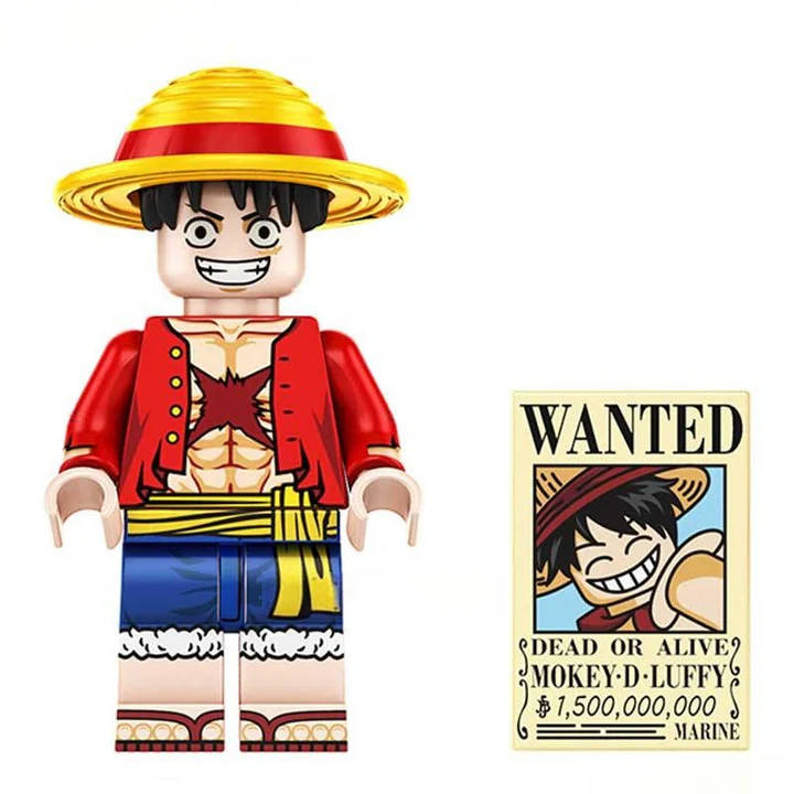 Monkey D. Luffy One Piece Custom Minifigure | Imported – Block Toy Action Figure with Straw Hat & Gear Accessories