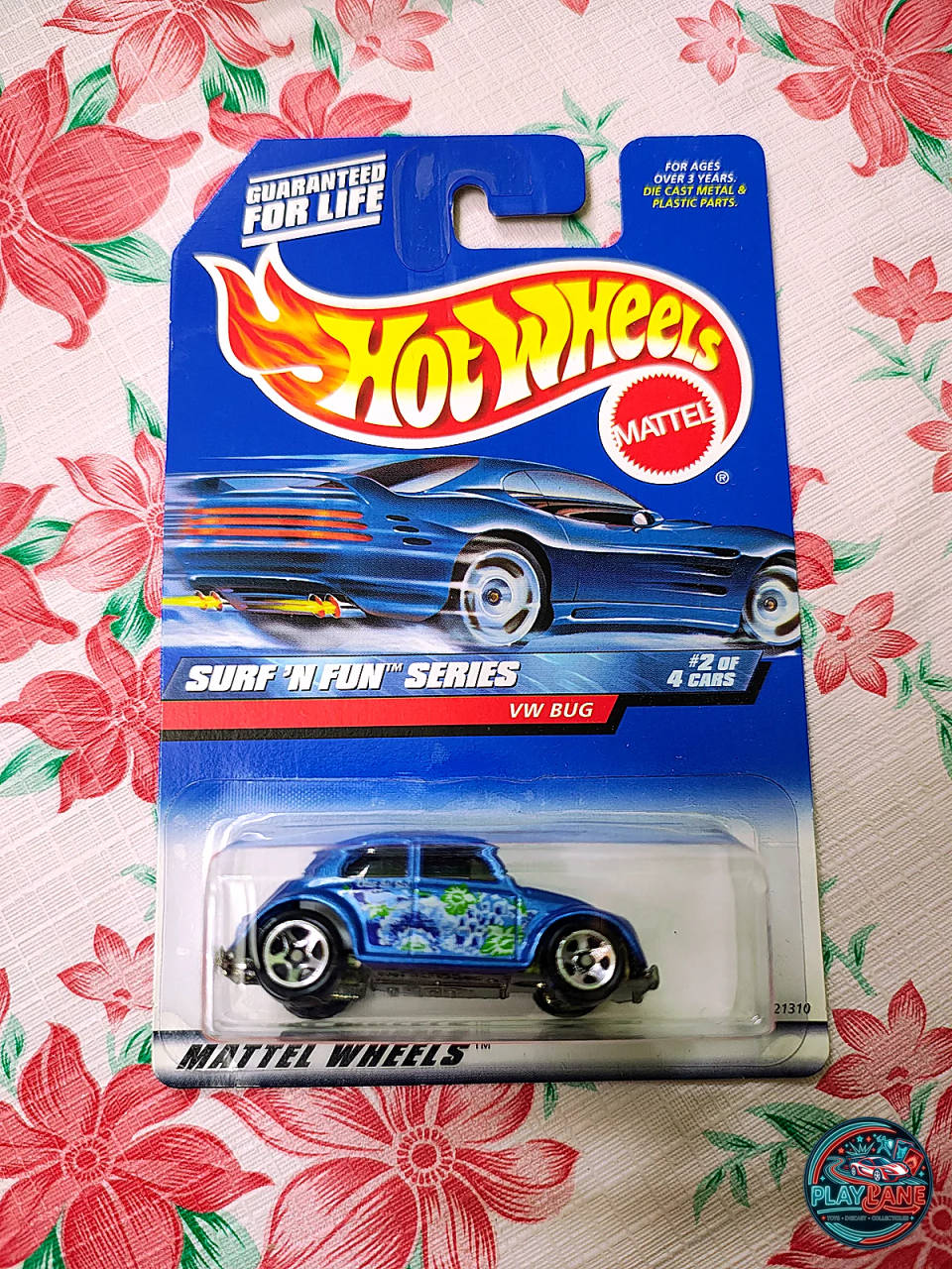 Hot Wheels VW Bug Neon Orange | Imported – 1:64 Scale 2000 Surf 'N Fun Series 2/4 Vintage Beetle Diecast Model Car
