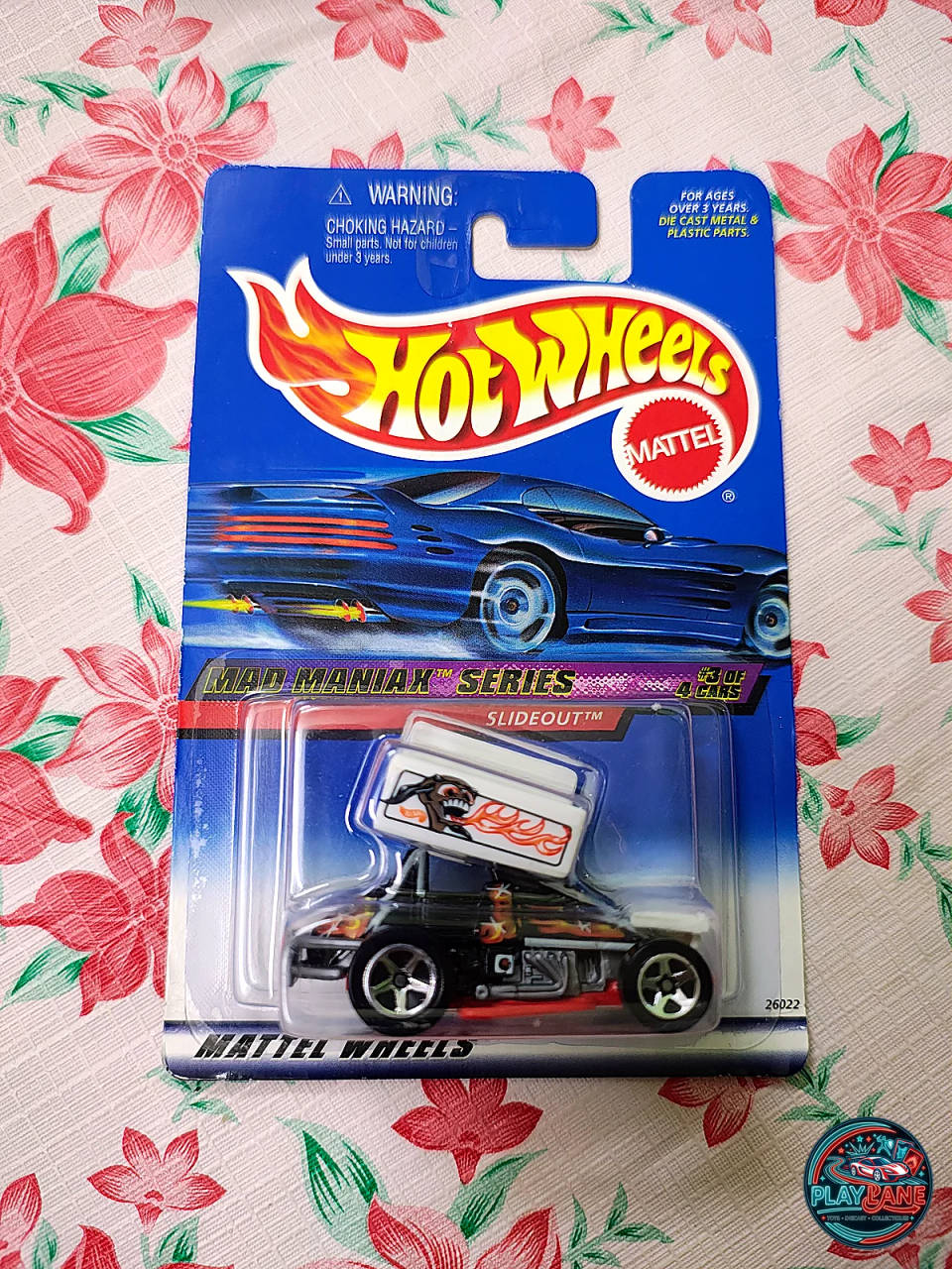Hot Wheels Slideout Gloss Black | Imported – 1:64 Scale 2001 Mad Maniacs Series 3/4 Collector No. 107 Vintage Track Concept Diecast Model Car