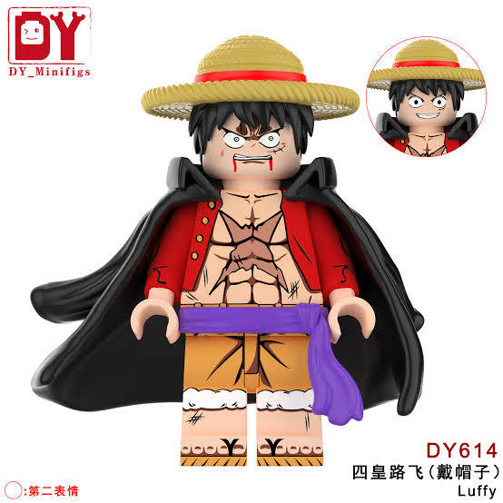 One Piece Anime Minifigure | DY614 Monkey D. Luffy (Four Emperors Wearing Hat Edition) | Premium Plastic Assembled Brick Building Block Toy Action Figure
