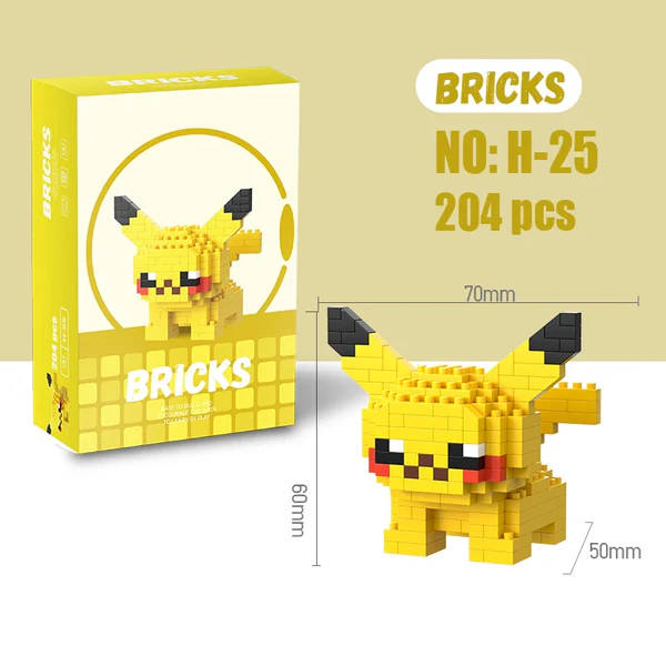 Bricks Pokémon Pikachu H-25 Micro Building Blocks 3D Mini Figure Kit (204 Pieces)
