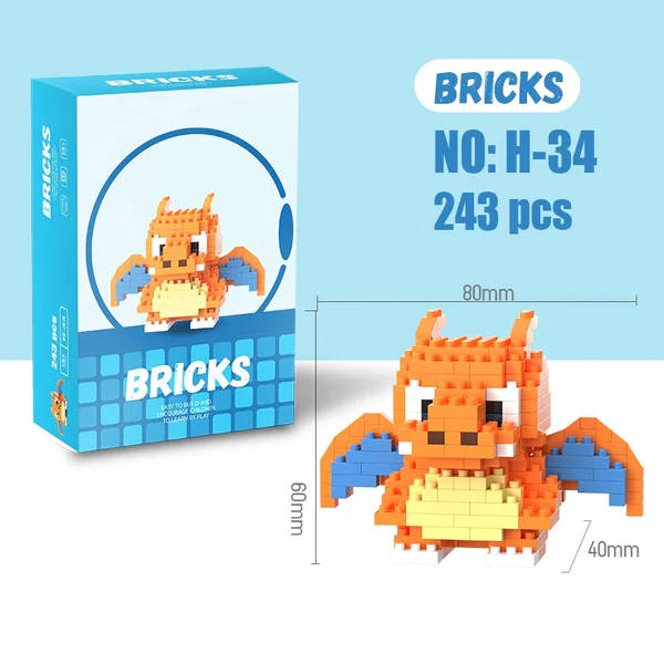 Bricks Pokemon Charizard H-34 Micro Building Blocks 3D Mini Figure Kit