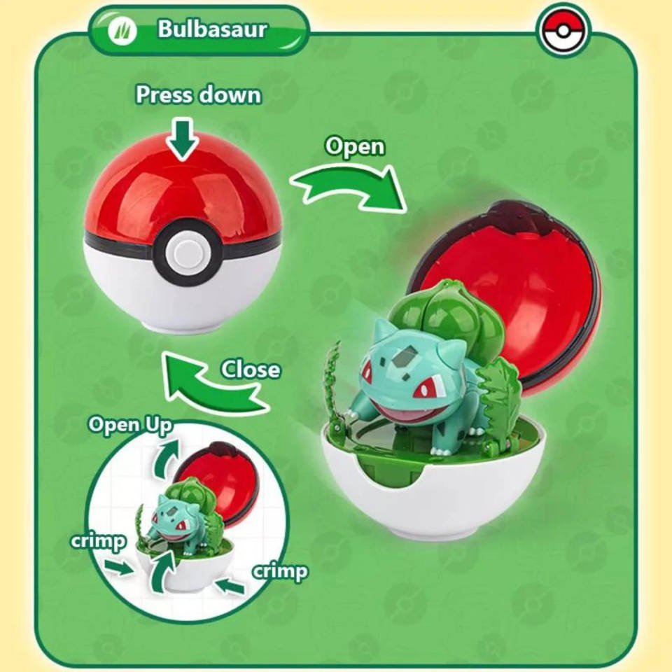Pokémon Bulbasaur Pop-Up Pokéball Action Toy | Interactive Pop-Out Mini Figure Set