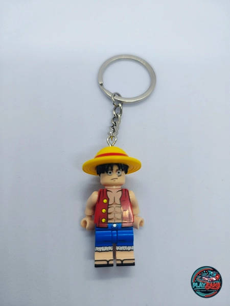 Custom Monkey D. Luffy Minifigure Keyring | Premium Brick-Compatible Future Pirate King Pocket Figure Keychain