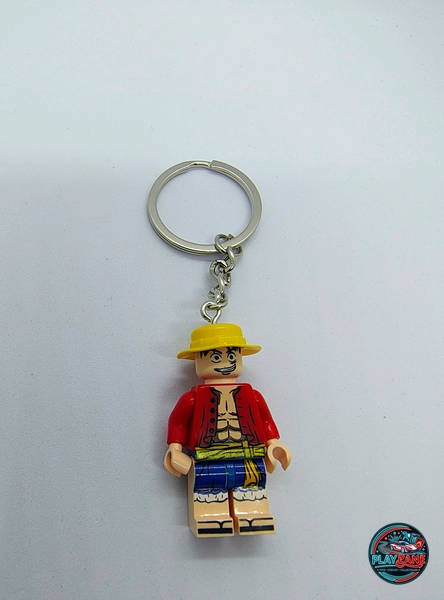 Custom Monkey D. Luffy (Onigashima Raid Edition) Minifigure Keyring | Premium Brick-Compatible Wano Roof Battle Pocket Figure Keychain