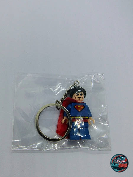 Custom Superman Minifigure Keyring | Premium Brick-Compatible Man of Steel Pocket Figure Keychain