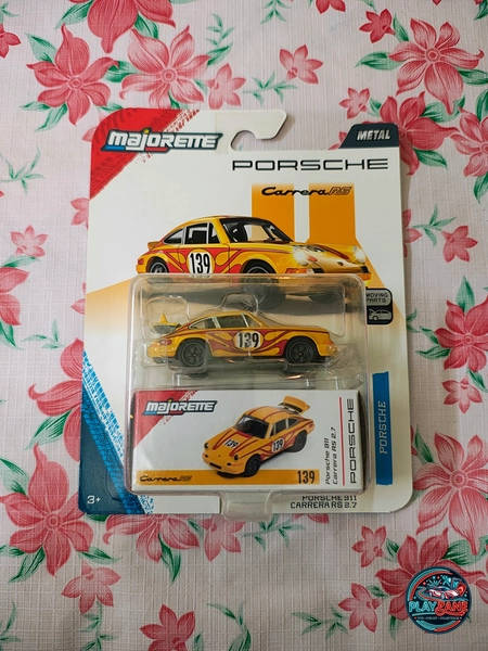 Majorette Porsche Series Porsche 911 Carrera RS 2.7 Yellow #139 (1:64 Scale Die-Cast Car with Opening Parts)