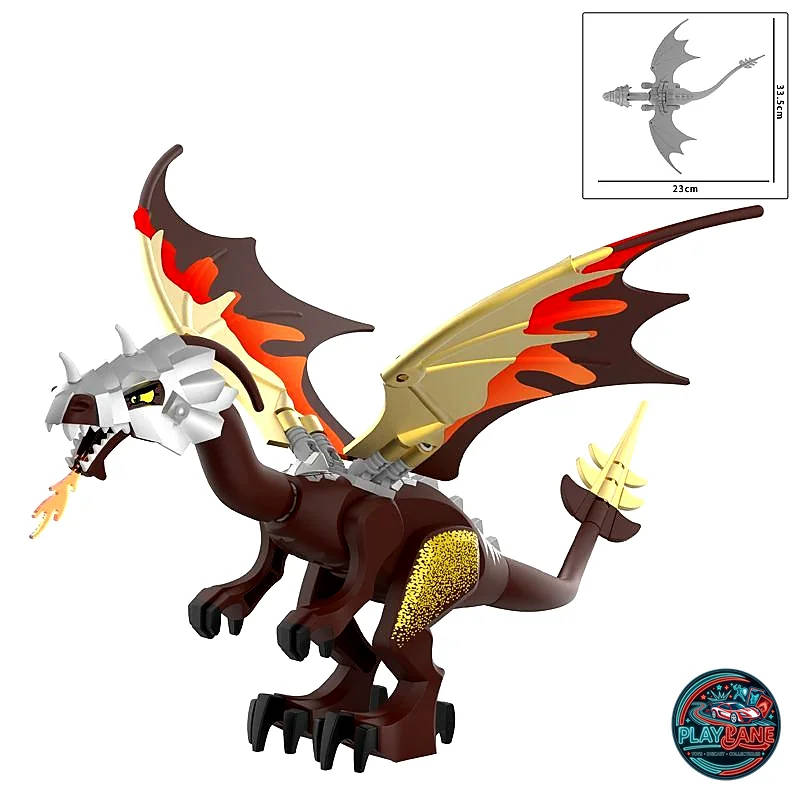 Armored Fire Dragon Building Block Figure Collection (W1501–W1509 Series) - Brown Dragon