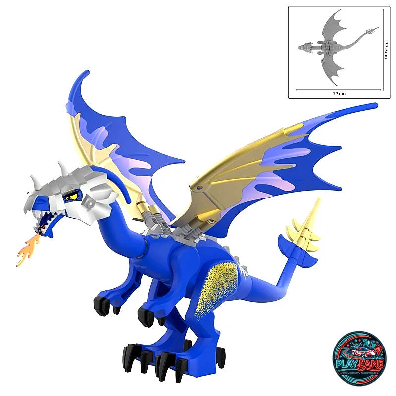 Armored Fire Dragon Building Block Figure Collection (W1501–W1509 Series) - Blue Dragon