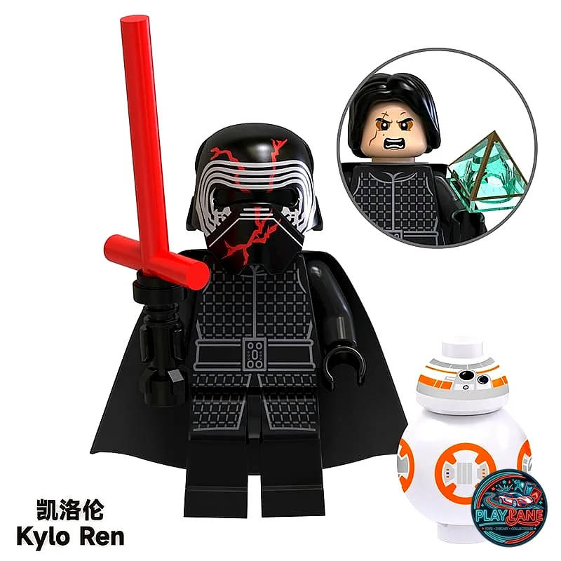 Kylo Ren with BB-9E / BB-8 Droid (Star Wars: The Last Jedi) Custom Building Block Minifigures Set (TV8030 Series / Major-Brand Compatible)