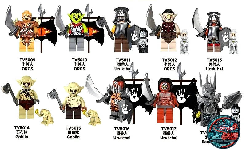 The Lord of the Rings: Mordor Orcs & Sauron Army Complete 10-Piece Custom Building Block Minifigures Set (TV6402 Series / TV5009–TV5018 / Major-Brand Compatible)