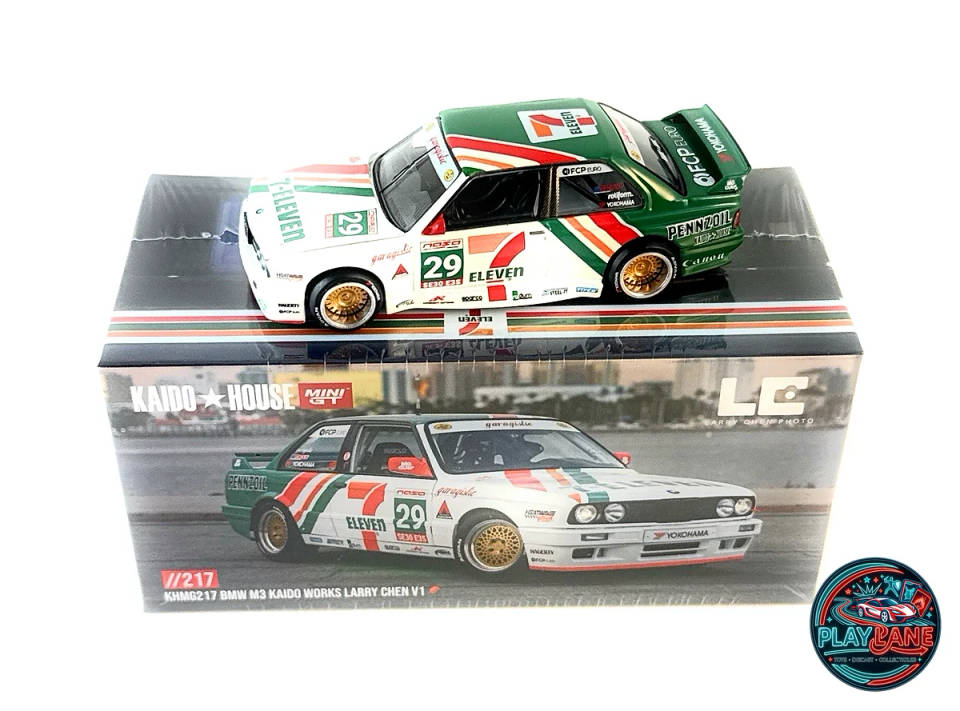 Kaido House x MINI GT 1:64 BMW M3 (E30) Kaido Works Larry Chen V1 Seven-Eleven Livery Diecast Model Car (#217 / KHMG217)