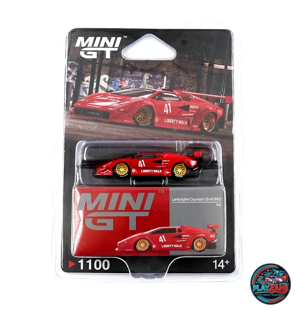 MINI GT 1:64 Lamborghini Countach LB-Works (Gloss Red) Diecast Model Car (#1100 / MGT01100 / Liberty Walk)