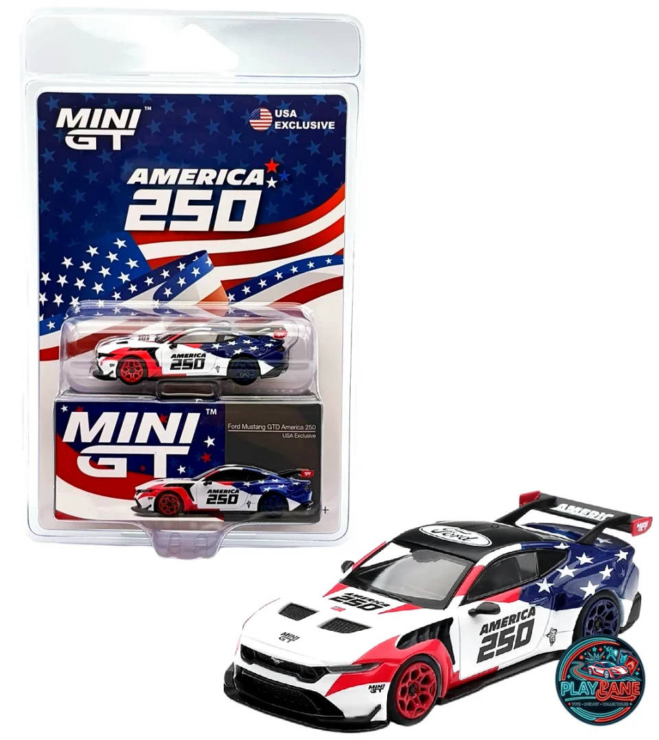 MINI GT 1:64 Ford Mustang GTD "America 250" USA Exclusive Diecast Model Car (#1301 / MGT01301 / Blister Packaging)