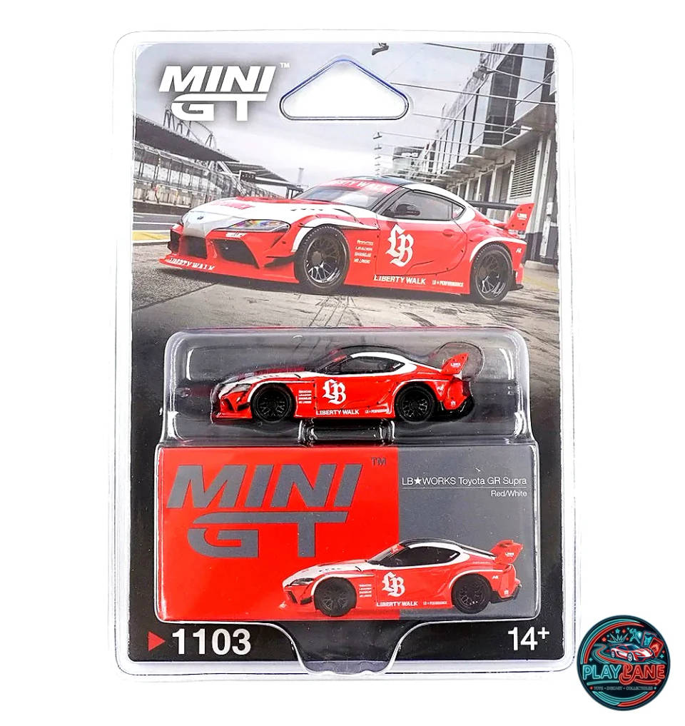 MINI GT 1:64 LB-WORKS Toyota GR Supra (Red / White) Diecast Model Car (#1103 / MGT01103 / Blister Packaging)