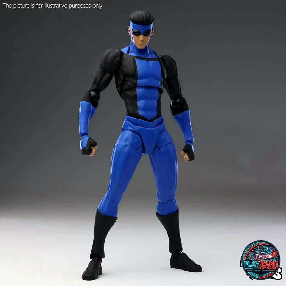 MESS Toys (CT Toys) 1/12 Scale Invincible (Mark Grayson) Collectible Action Figure (Alternate Head Sculpts & Flight Stand) · Blue Suit