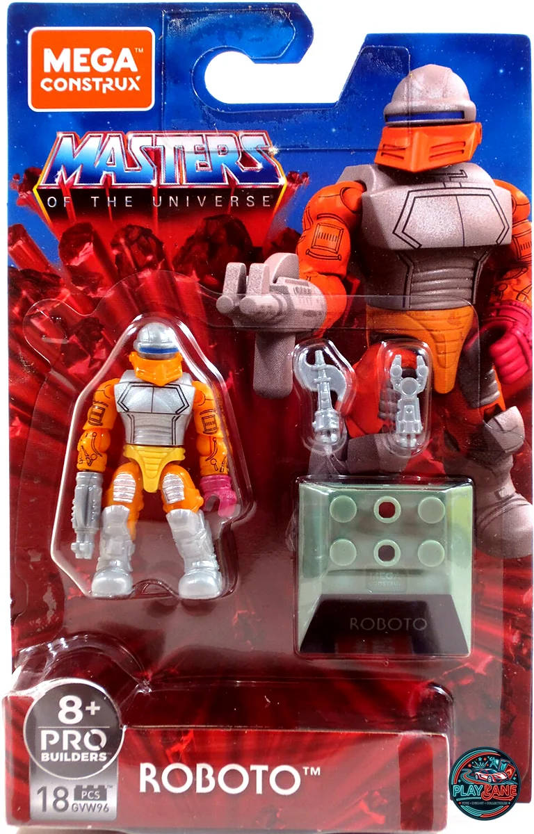 Mega Construx Masters of the Universe Heroes Roboto 2-Inch Micro Action Figure (Factory-Sealed / Includes Nameplate Display Stand)
