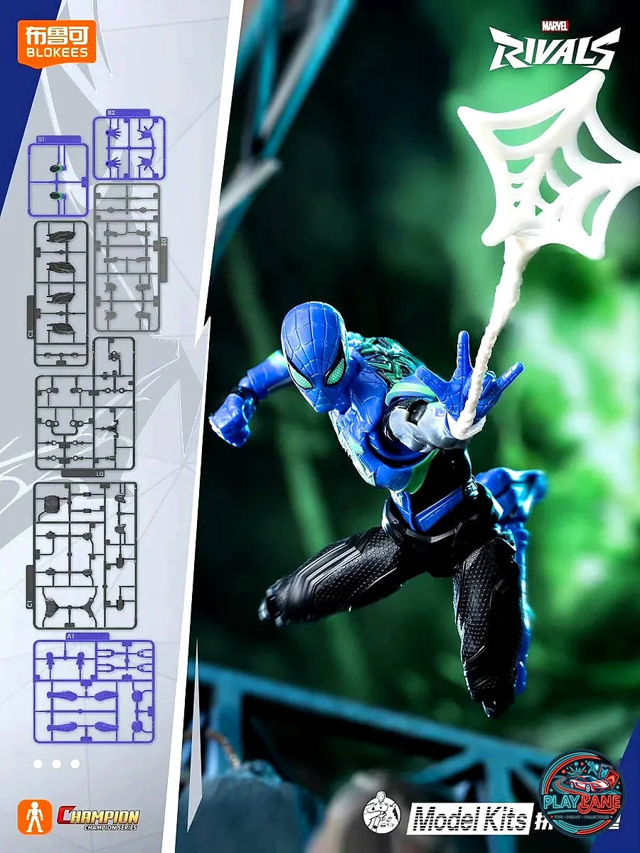 Blokees Marvel Rivals: Spider-Man (Chasm Skin) Champion Class 1/12 Scale Snap-Fit Model Kit (#CC25 / Pre-Painted / 42 Articulation Points)