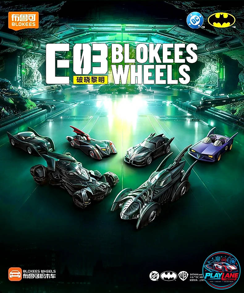 Blokees Wheels DC Batman: E03 Dawn Breaking Batmobiles (Set of 6 Blind Box Model Kits) 1:64 Scale Featuring Dawn of Justice & The Brave and the Bold
