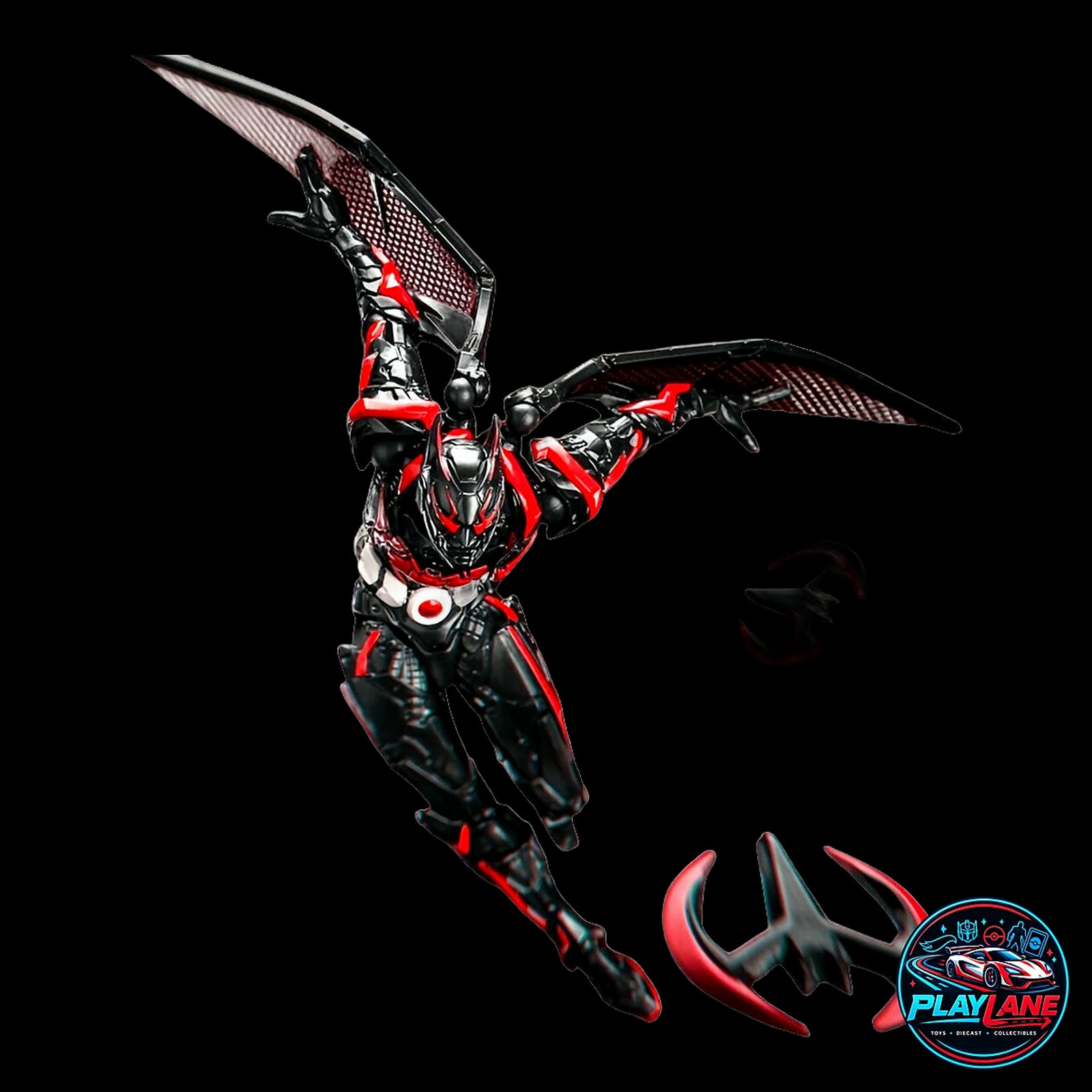 Amazing Yamaguchi Revoltech: DC Comics Batman Beyond (Terry McGinnis) 1/12 Scale KO Action Figure with Glider Wings, Batarangs, Jet Effects & Articulated Display Stand - Main View 4