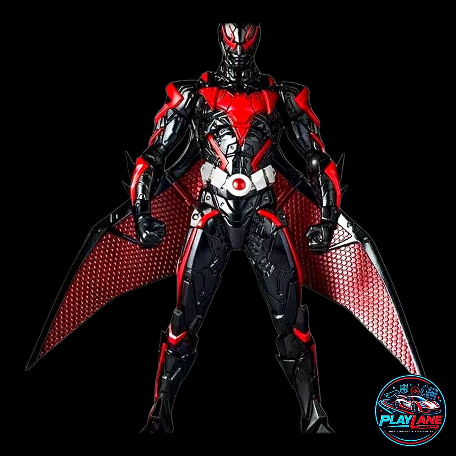 Amazing Yamaguchi Revoltech: DC Comics Batman Beyond (Terry McGinnis) 1/12 Scale KO Action Figure with Glider Wings, Batarangs, Jet Effects & Articulated Display Stand - Main View 1