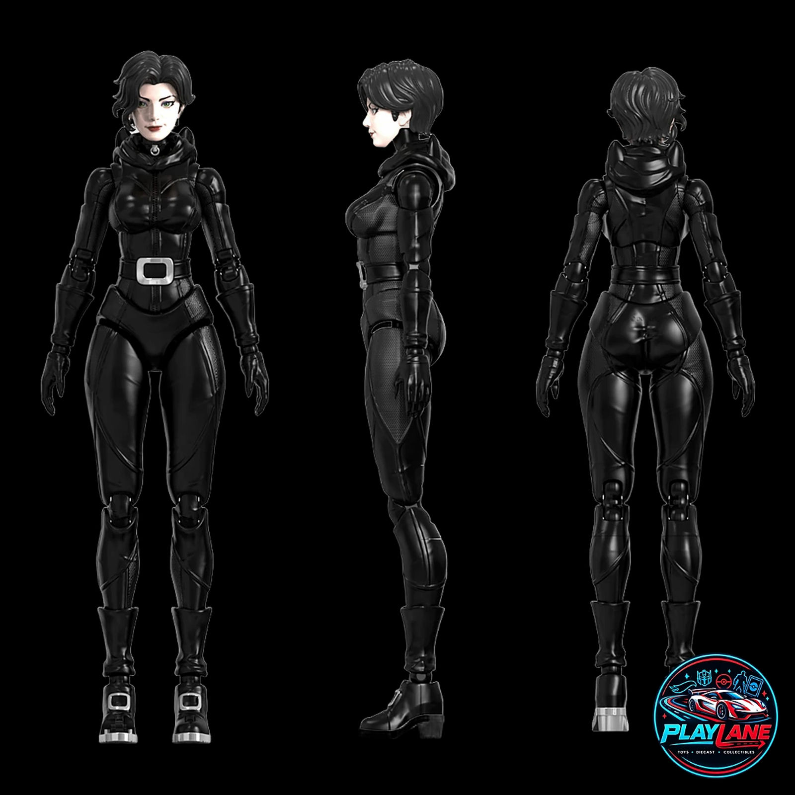 Blokees DC Champion Class Series: CC-06 Catwoman (Batman: Hush) 1/12 Scale Deluxe Articulated Snap-Fit Model Kit Action Figure with Bullwhip & 3 Interchangeable Heads - Main View 3