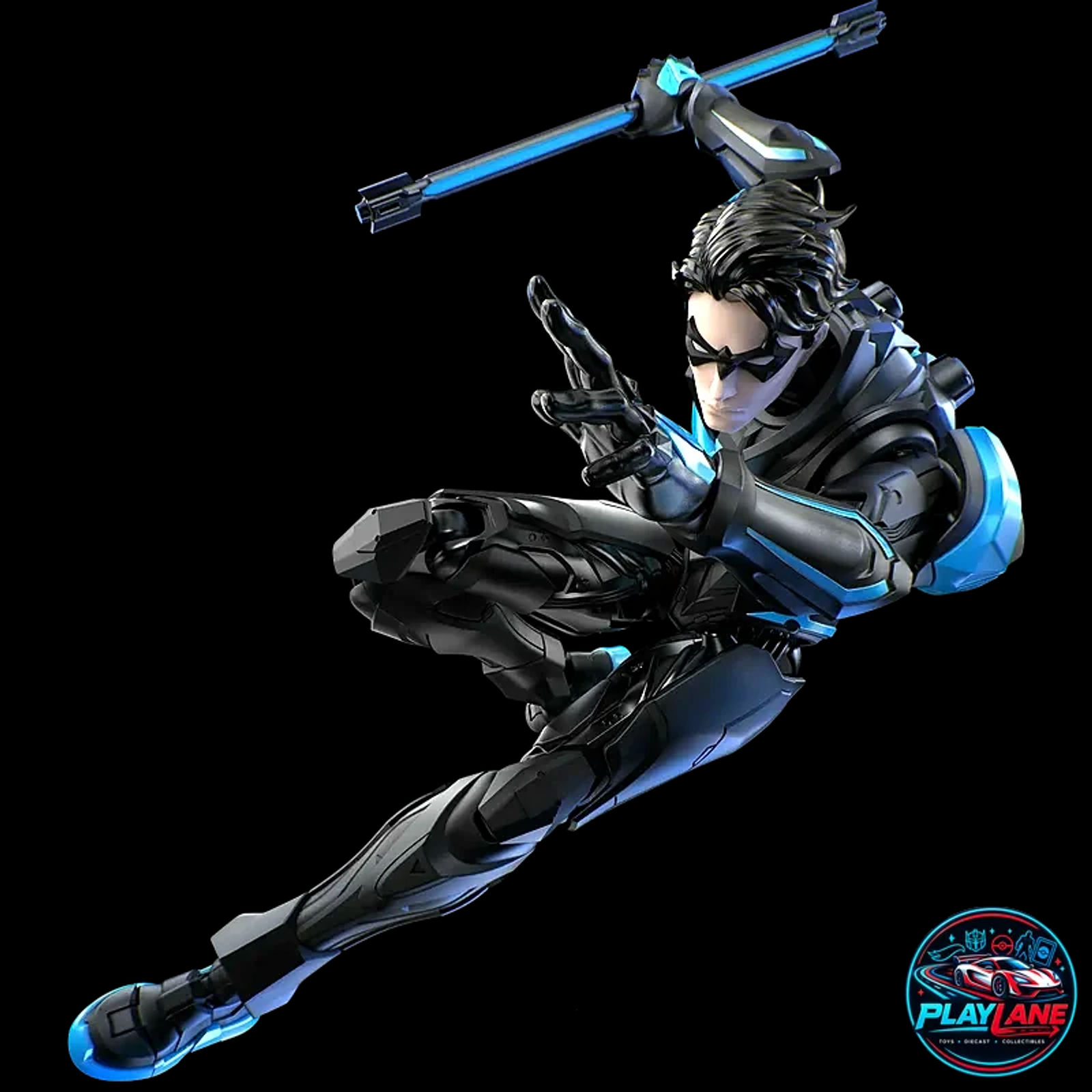 Blokees DC Comics Champion Class 03 (CC-03) Nightwing (Dick Grayson) 1/12 Scale (15cm) Highly Articulated Snap-Fit Model Kit Action Figure with Dual Escrima Sticks, 31 Movable Joints & Display Stand - Main View 2